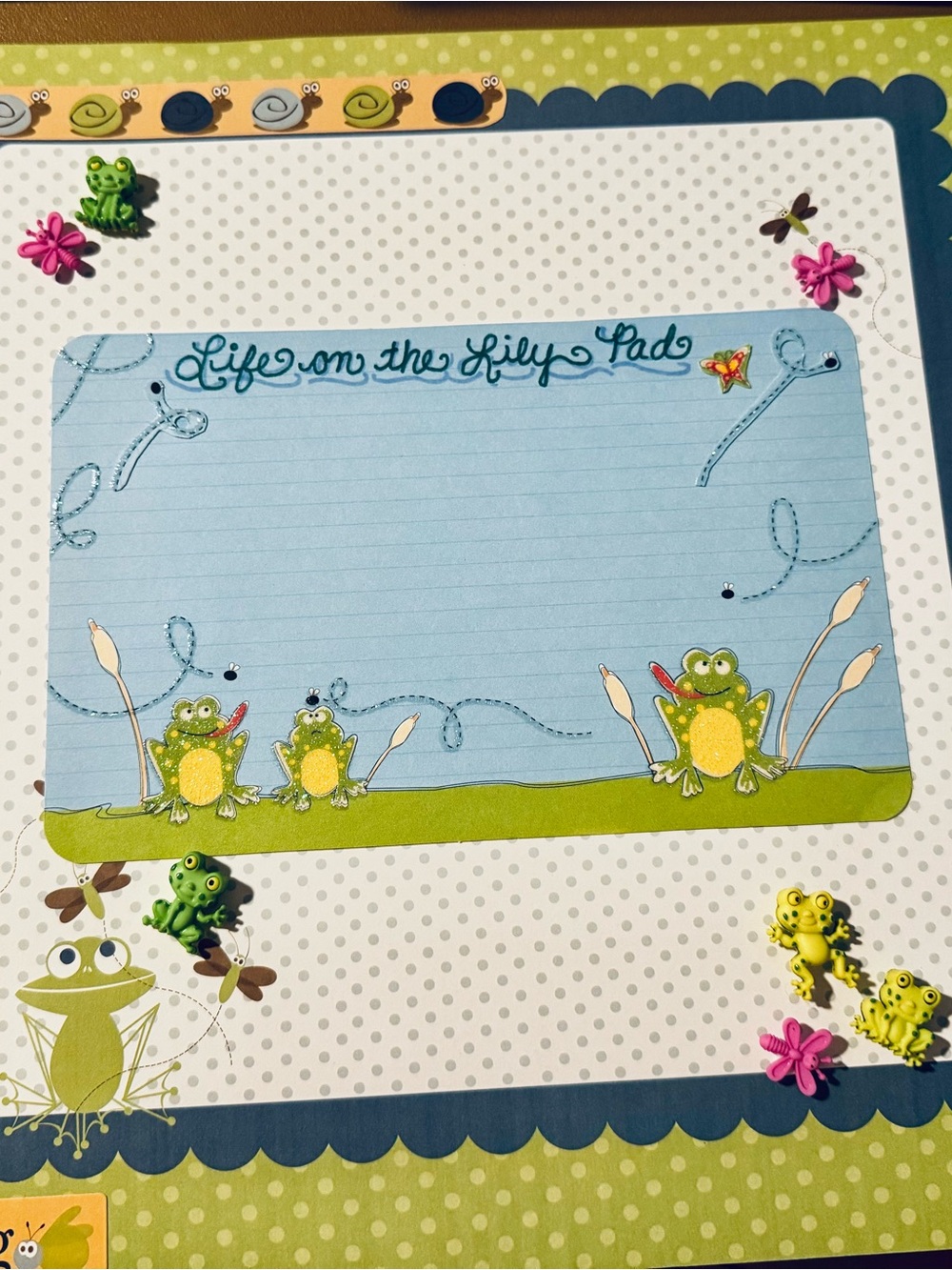 12x12 pre-made Scrapbook page-Life on the Lily Pad
